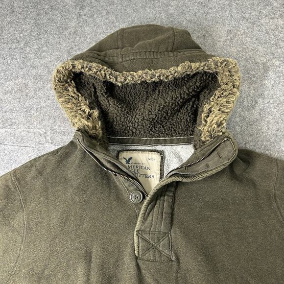Vintage American Eagle Sweatshirt Mens XL Hooded Green Y2K Gorpcore - Picture 5 of 9